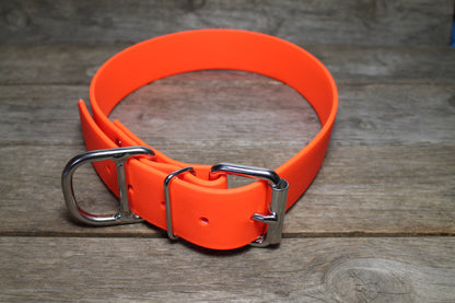 Neon Orange Biothane Dog Collar - Extra Wide - 1.5 inch (38mm) wide
