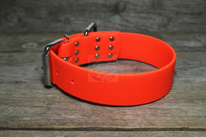 Neon Orange Biothane Dog Collar - Extra Wide - 1.5 inch (38mm) wide
