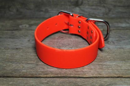 Neon Orange Biothane Dog Collar - Extra Wide - 1.5 inch (38mm) wide