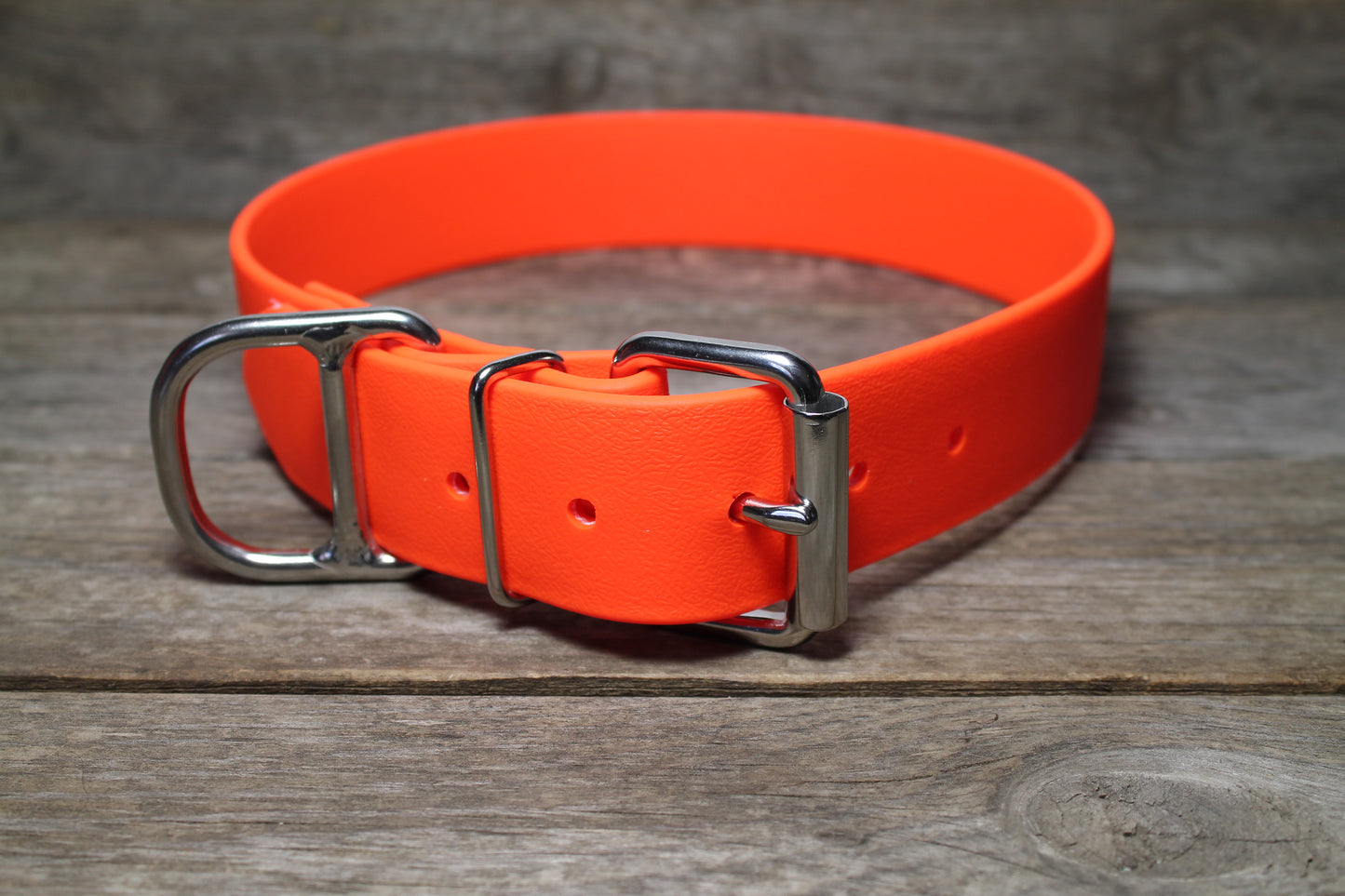 Neon Orange Biothane Dog Collar - Extra Wide - 1.5 inch (38mm) wide