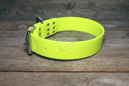 Neon Yellow Biothane Dog Collar - Extra Wide - 1.5 inch (38mm) wide
