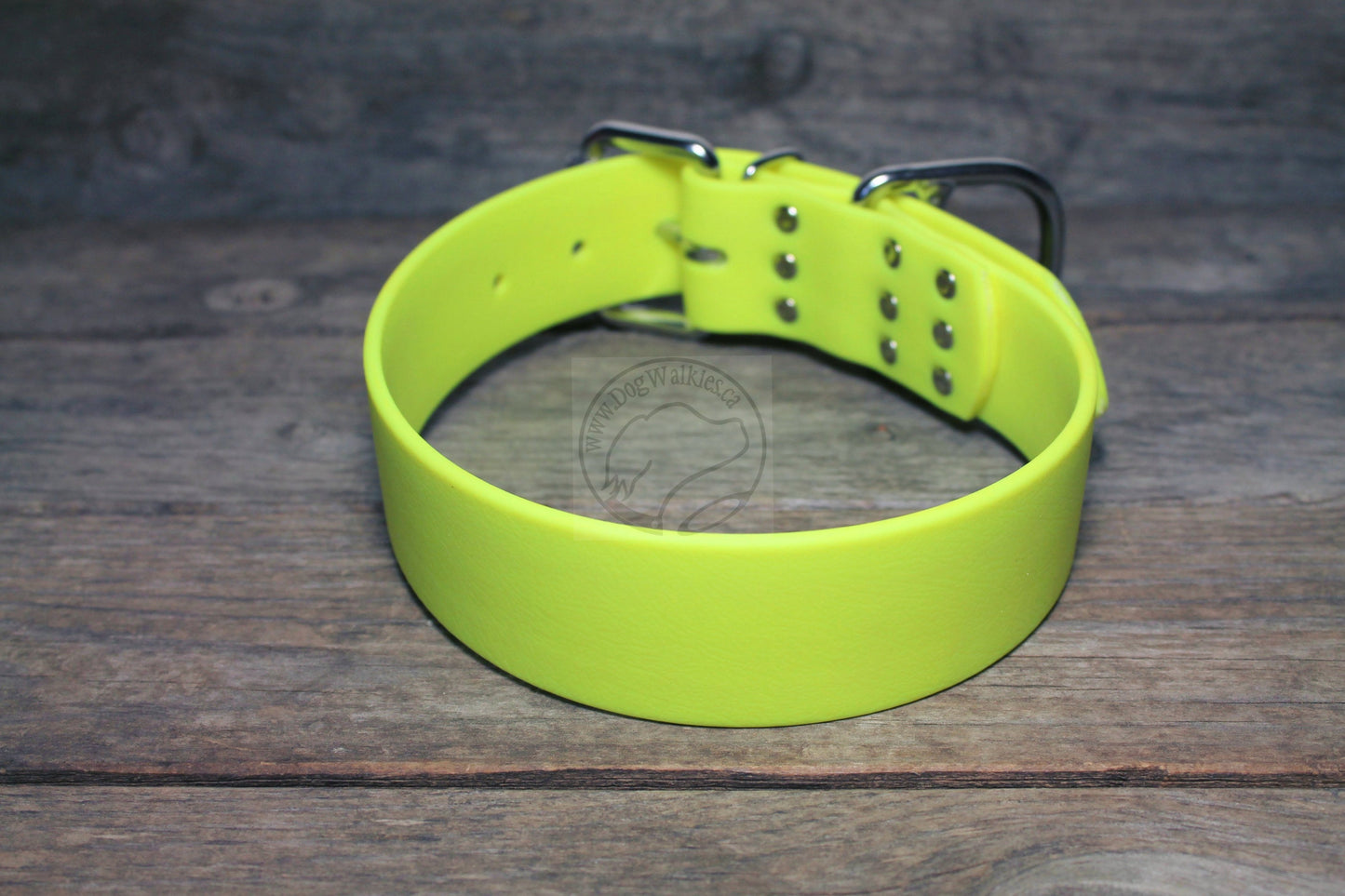 Neon Yellow Biothane Dog Collar - Extra Wide - 1.5 inch (38mm) wide
