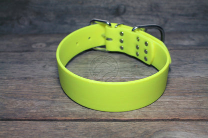 Neon Yellow Biothane Dog Collar - Extra Wide - 1.5 inch (38mm) wide
