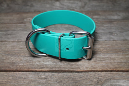 Teal Biothane Dog Collar - Extra Wide - 1.5 inch (38mm) wide