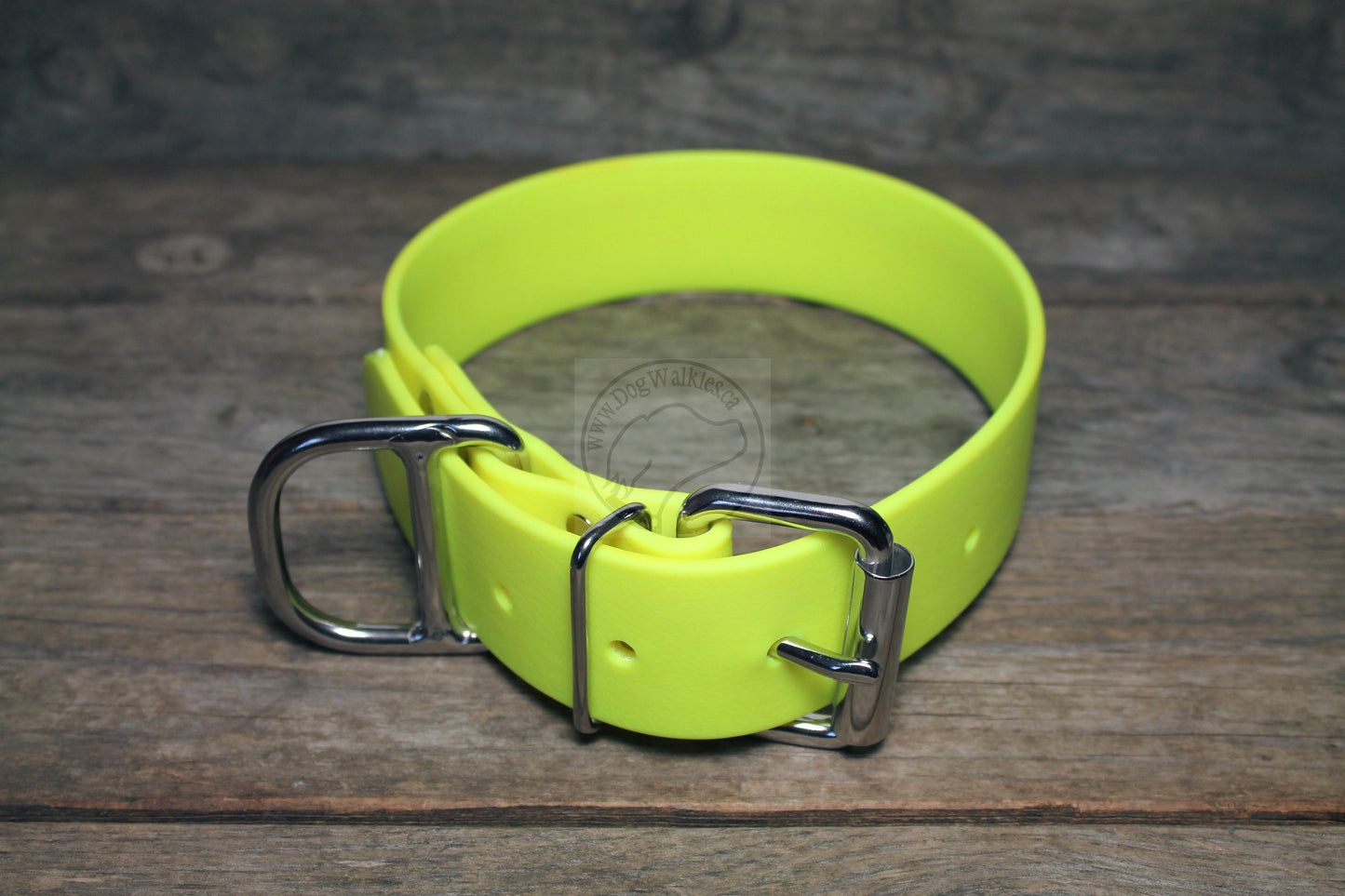 Neon Yellow Biothane Dog Collar - Extra Wide - 1.5 inch (38mm) wide