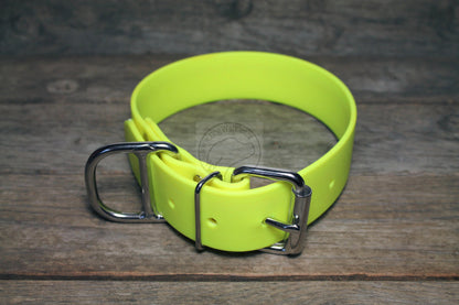 Neon Yellow Biothane Dog Collar - Extra Wide - 1.5 inch (38mm) wide