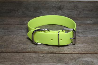 Neon Yellow Biothane Dog Collar - Extra Wide - 1.5 inch (38mm) wide