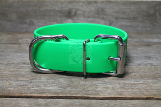 Neon Apple Green Biothane Dog Collar - Extra Wide - 1.5 inch (38mm) wide