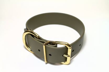 Olive Biothane Dog Collar - Extra Wide - 1.5 inch (38mm) wide