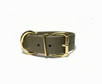 Olive Biothane Dog Collar - Extra Wide - 1.5 inch (38mm) wide