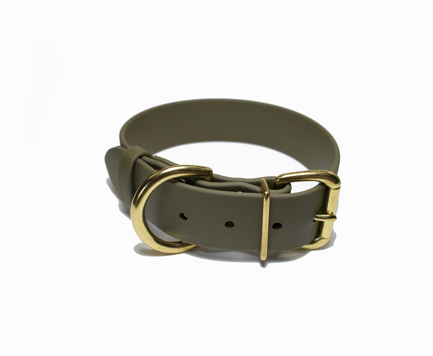 Olive Biothane Dog Collar - Extra Wide - 1.5 inch (38mm) wide