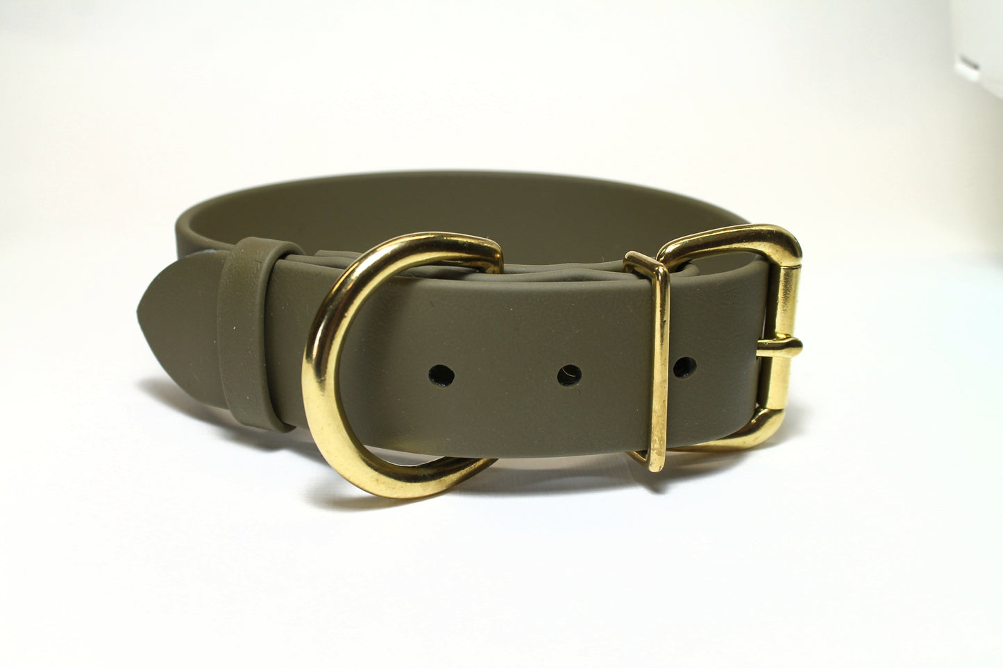 Olive Biothane Dog Collar - Extra Wide - 1.5 inch (38mm) wide