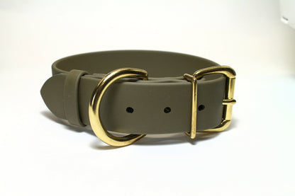 Olive Biothane Dog Collar - Extra Wide - 1.5 inch (38mm) wide