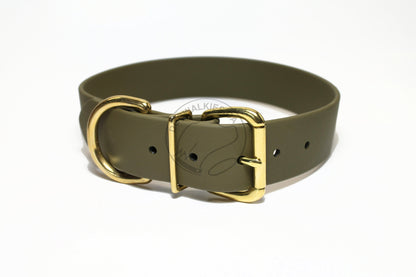 Olive Biothane Dog Collar - Extra Wide - 1.5 inch (38mm) wide