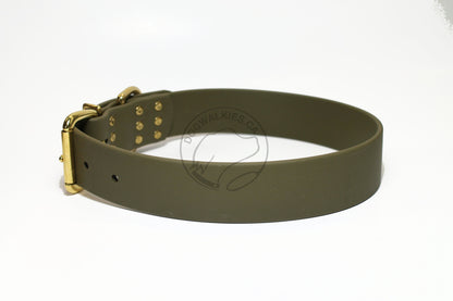 Olive Biothane Dog Collar - Extra Wide - 1.5 inch (38mm) wide