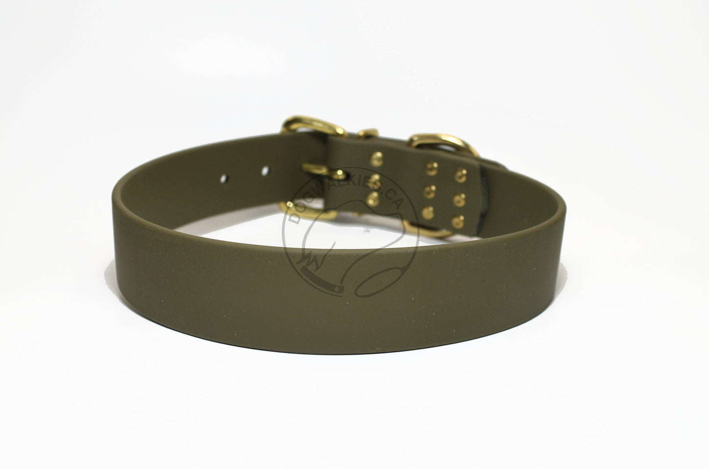 Olive Biothane Dog Collar - Extra Wide - 1.5 inch (38mm) wide