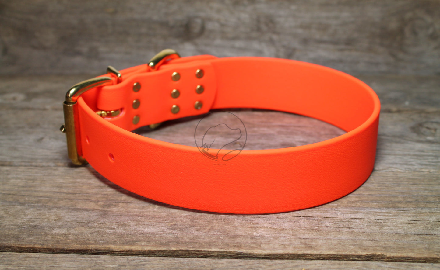 Neon Orange Biothane Dog Collar - Extra Wide - 1.5 inch (38mm) wide