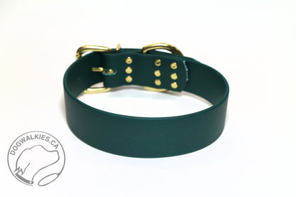 Pine Green Biothane Dog Collar - Extra Wide - 1.5 inch (38mm) wide