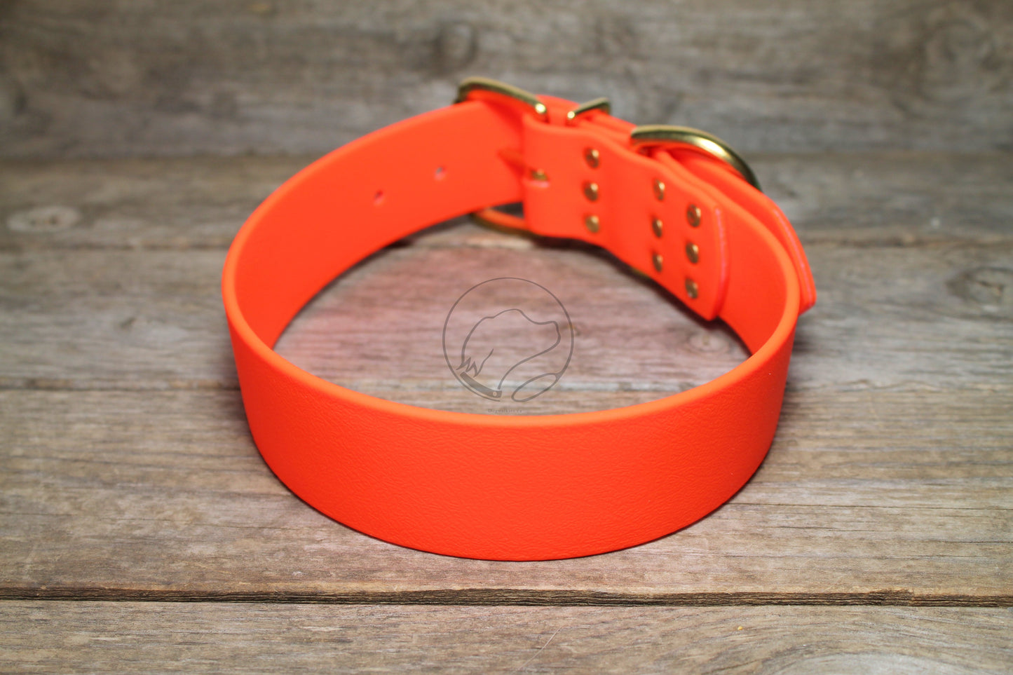 Neon Orange Biothane Dog Collar - Extra Wide - 1.5 inch (38mm) wide