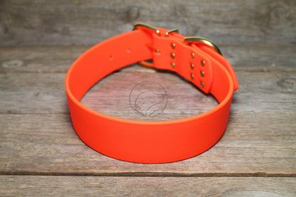 Neon Orange Biothane Dog Collar - Extra Wide - 1.5 inch (38mm) wide