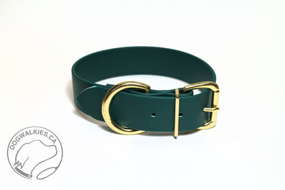 Pine Green Biothane Dog Collar - Extra Wide - 1.5 inch (38mm) wide