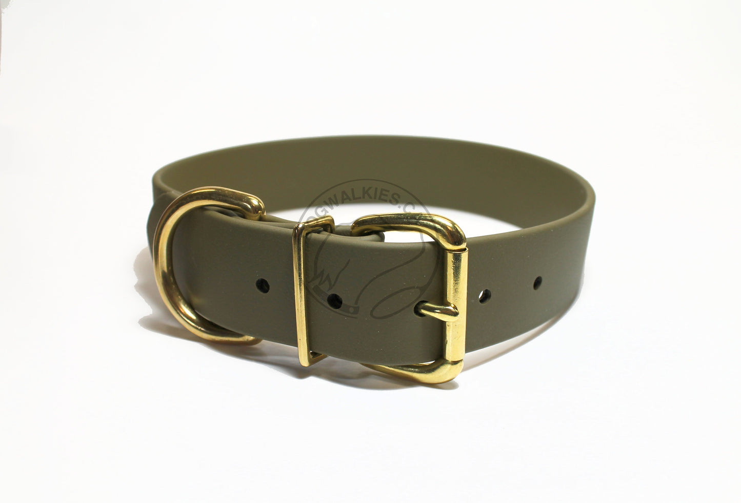 Olive Biothane Dog Collar - Extra Wide - 1.5 inch (38mm) wide