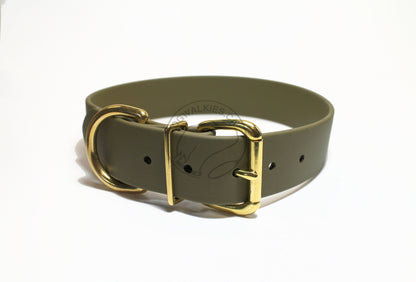 Olive Biothane Dog Collar - Extra Wide - 1.5 inch (38mm) wide
