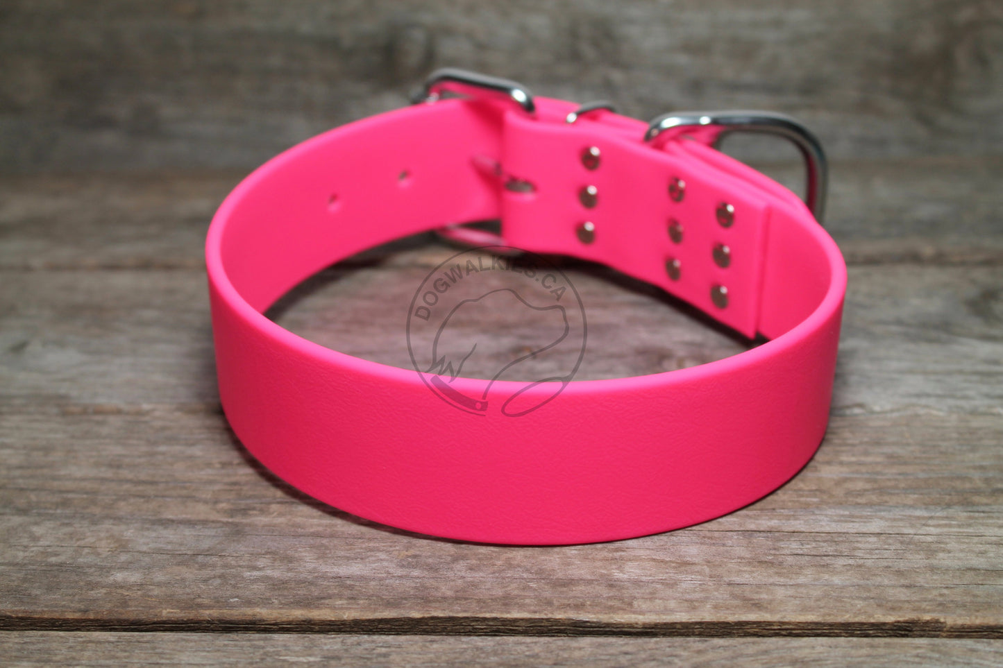 Neon Pink Biothane Dog Collar - Extra Wide - 1.5 inch (38mm) wide