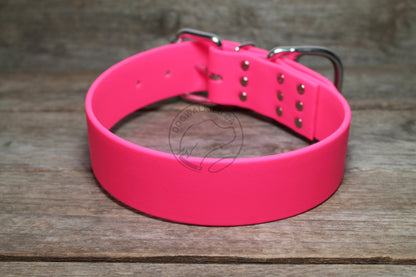 Neon Pink Biothane Dog Collar - Extra Wide - 1.5 inch (38mm) wide