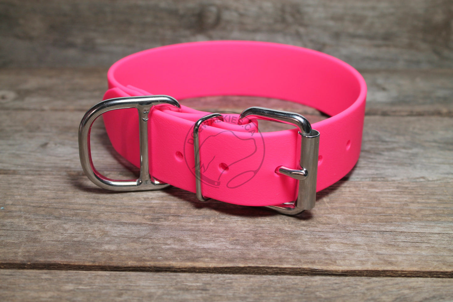 Neon Pink Biothane Dog Collar - Extra Wide - 1.5 inch (38mm) wide