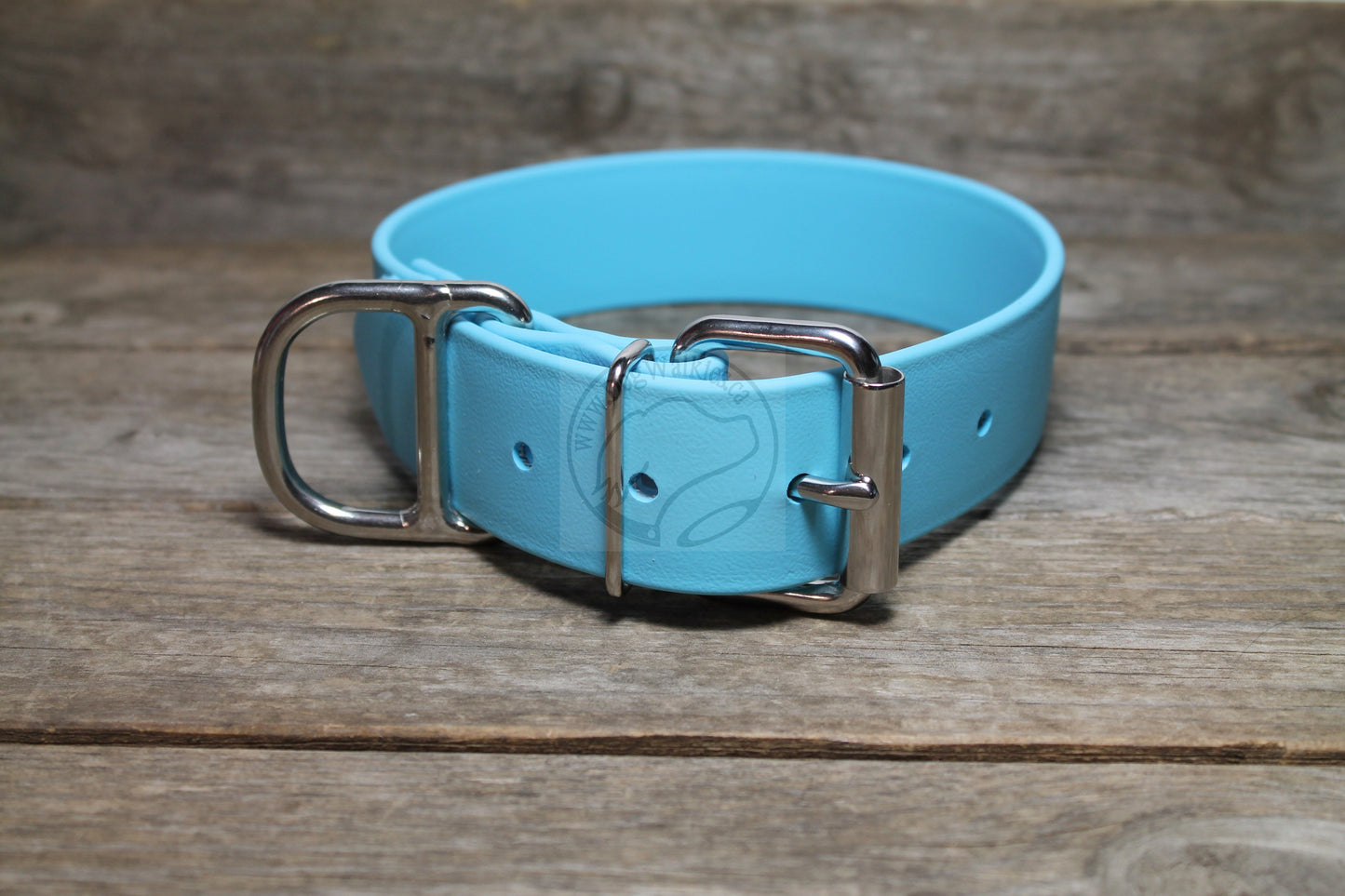 Frozen Blue Biothane Dog Collar - Extra Wide - 1.5 inch (38mm) wide