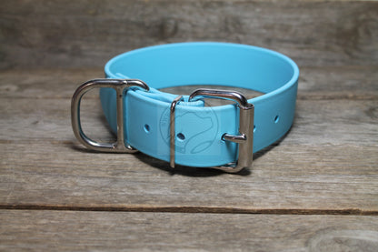 Frozen Blue Biothane Dog Collar - Extra Wide - 1.5 inch (38mm) wide