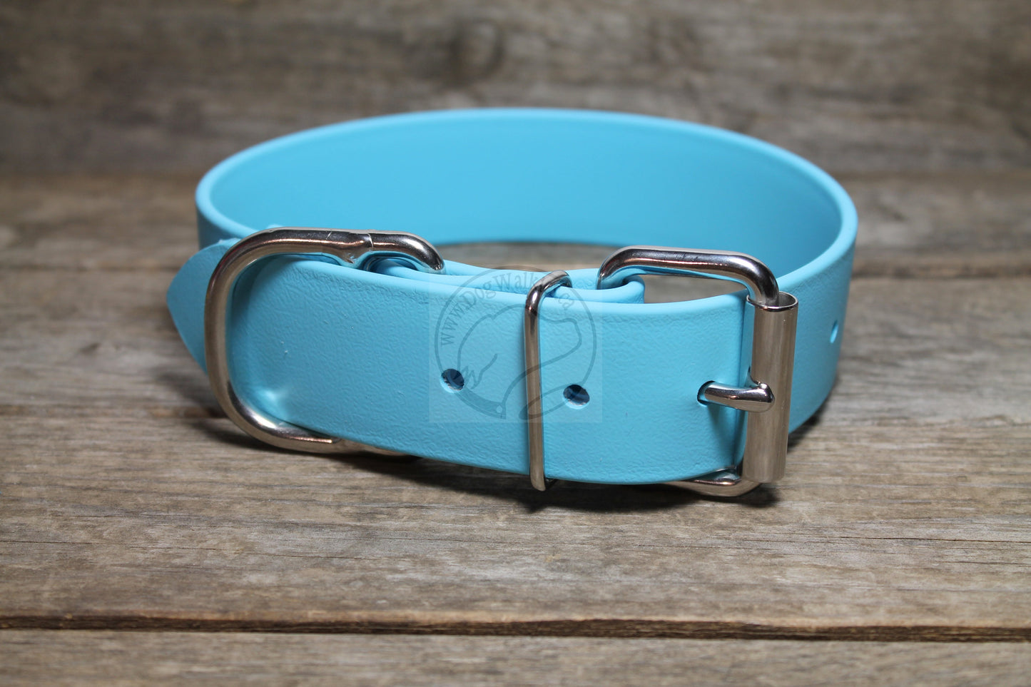 Frozen Blue Biothane Dog Collar - Extra Wide - 1.5 inch (38mm) wide