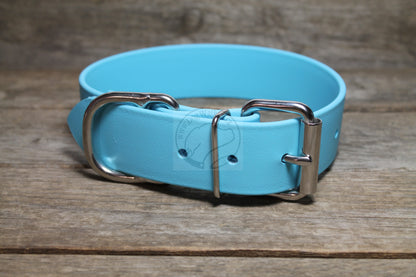 Frozen Blue Biothane Dog Collar - Extra Wide - 1.5 inch (38mm) wide