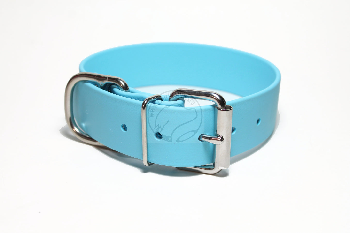 Frozen Blue Biothane Dog Collar - Extra Wide - 1.5 inch (38mm) wide