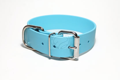 Frozen Blue Biothane Dog Collar - Extra Wide - 1.5 inch (38mm) wide