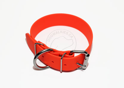 Neon Orange Biothane Dog Collar - Extra Wide - 1.5 inch (38mm) wide