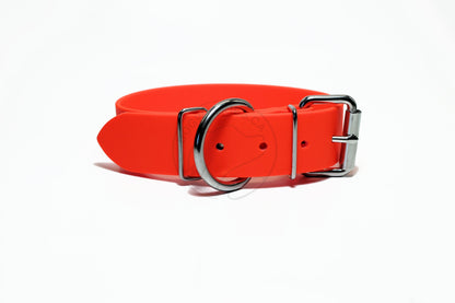 Neon Orange Biothane Dog Collar - Extra Wide - 1.5 inch (38mm) wide