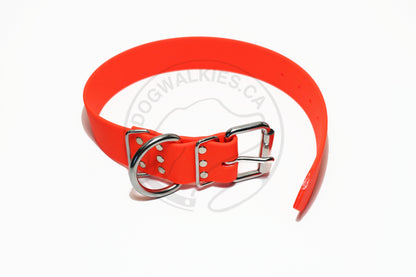 Neon Orange Biothane Dog Collar - Extra Wide - 1.5 inch (38mm) wide