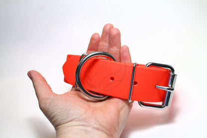 Neon Orange Biothane Dog Collar - Extra Wide - 1.5 inch (38mm) wide