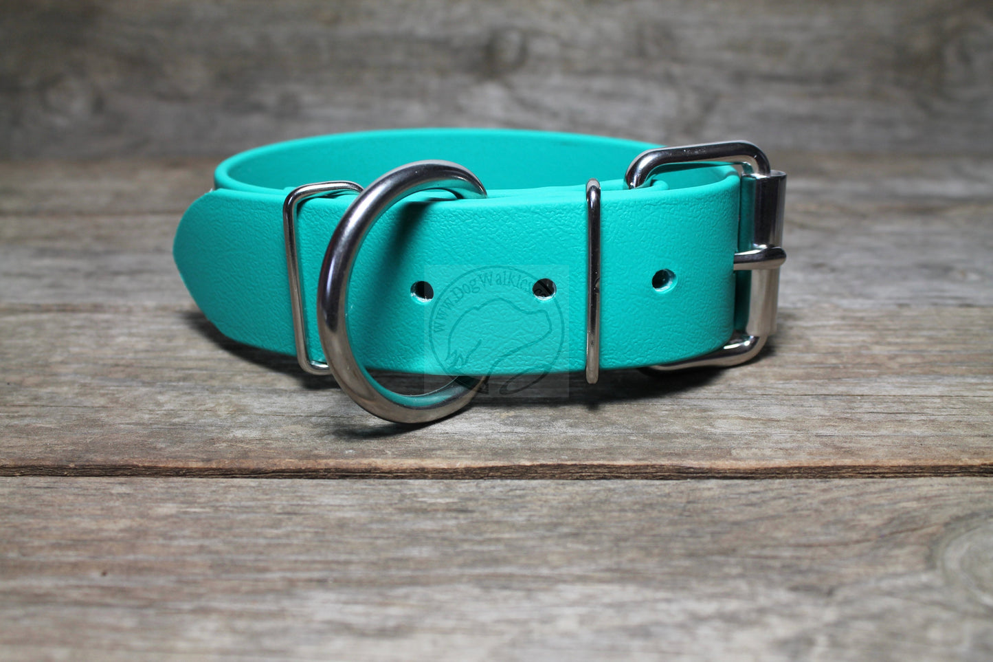 Teal Biothane Dog Collar - Extra Wide - 1.5 inch (38mm) wide