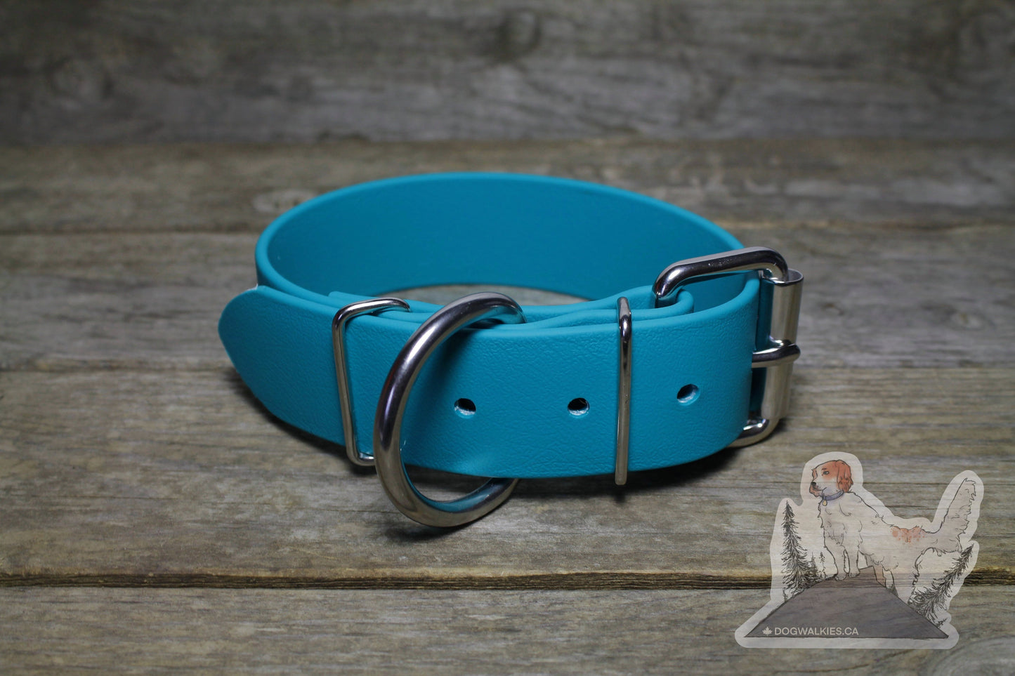 Oasis Blue Biothane Dog Collar - Extra Wide - 1.5 inch (38mm) wide
