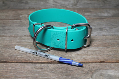 Teal Biothane Dog Collar - Extra Wide - 1.5 inch (38mm) wide