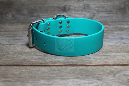Teal Biothane Dog Collar - Extra Wide - 1.5 inch (38mm) wide