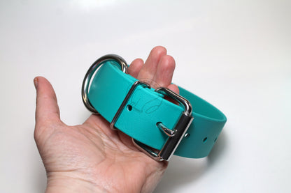 Teal Biothane Dog Collar - Extra Wide - 1.5 inch (38mm) wide
