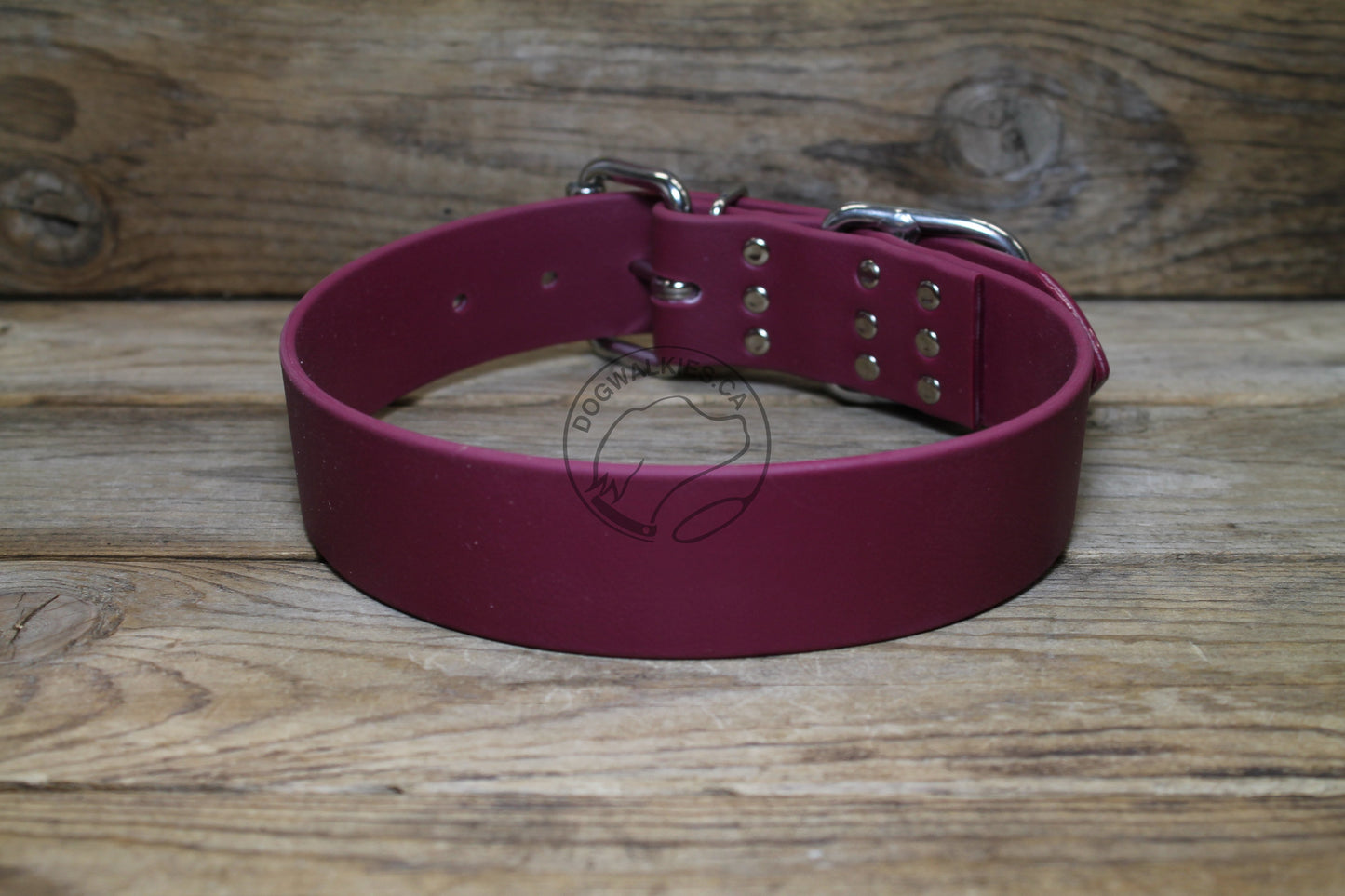 Wine Merlot Biothane Dog Collar - Extra Wide - 1.5 inch (38mm) wide