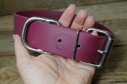Wine Merlot Biothane Dog Collar - Extra Wide - 1.5 inch (38mm) wide