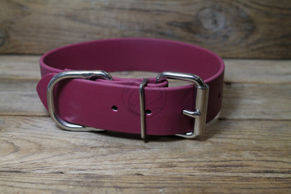 Wine Merlot Biothane Dog Collar - Extra Wide - 1.5 inch (38mm) wide