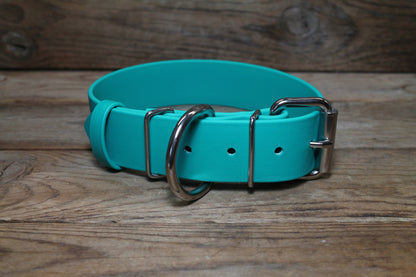 Teal Biothane Dog Collar - Extra Wide - 1.5 inch (38mm) wide