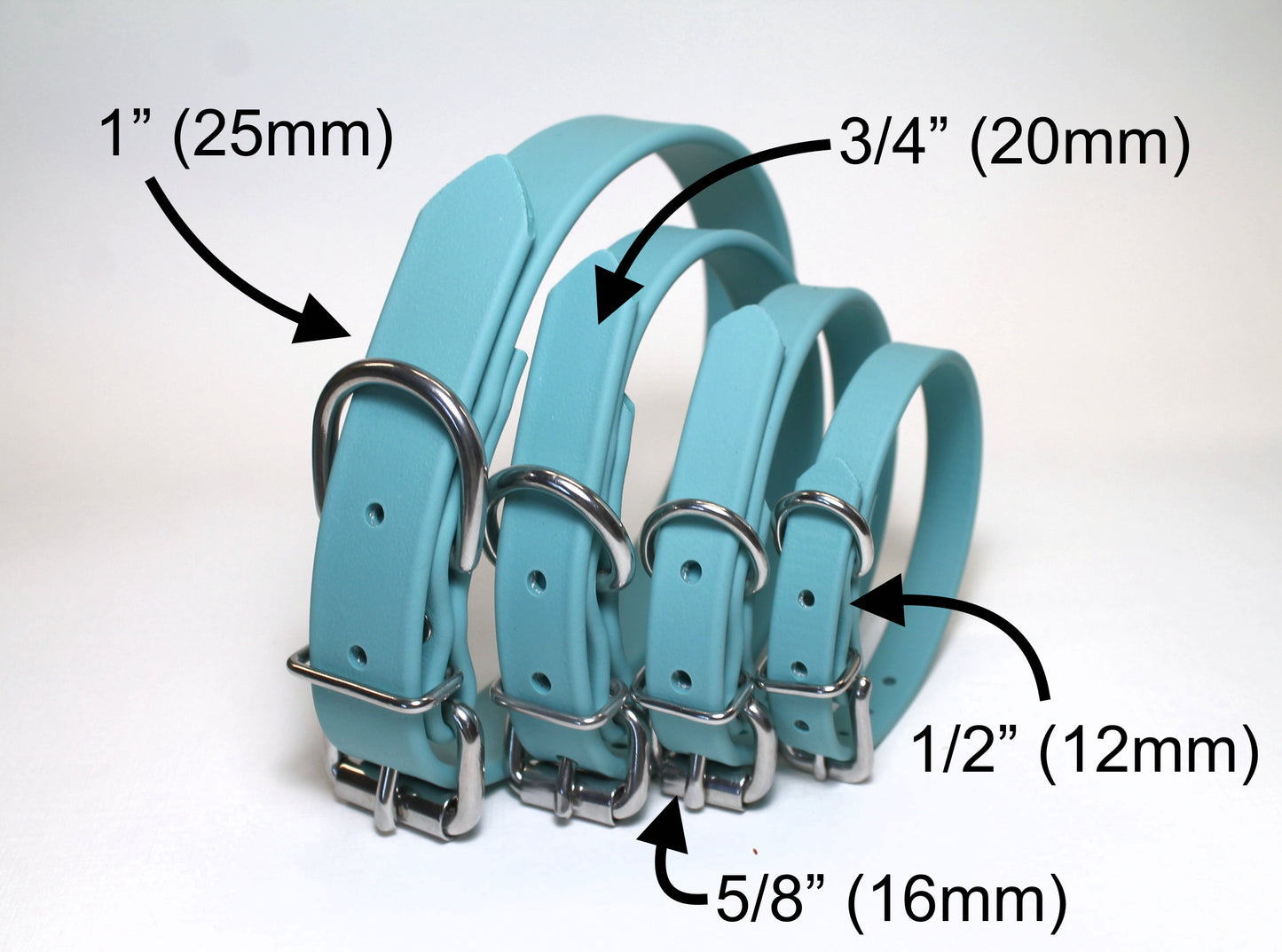 Dusty Turquoise Biothane Small Dog Collar - 1/2" (12mm) wide